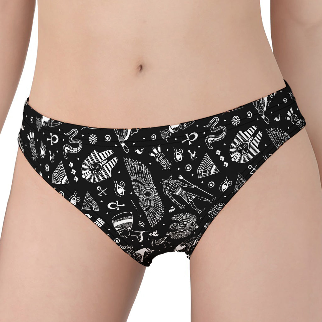 Black And White Egyptian Pattern Print Women's Panties