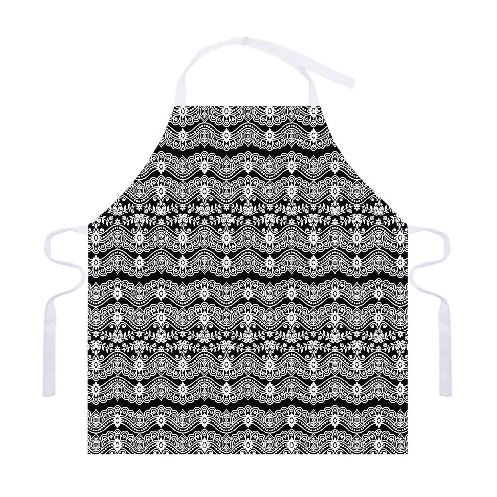 Black And White Ethnic Boho Print Adjustable Apron