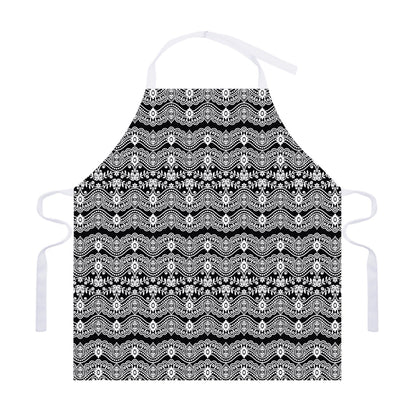 Black And White Ethnic Boho Print Adjustable Apron
