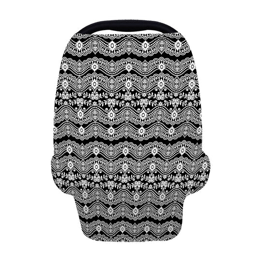 Black And White Ethnic Boho Print Baby Seat Cover