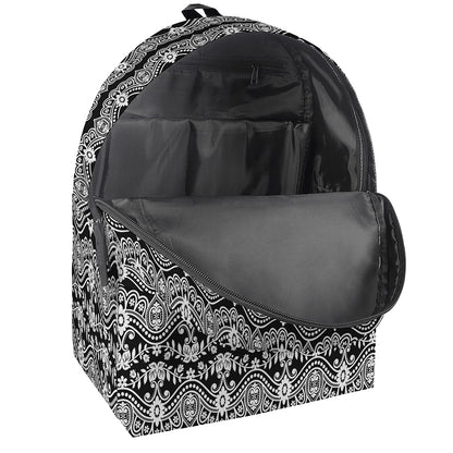 Black And White Ethnic Boho Print Backpack