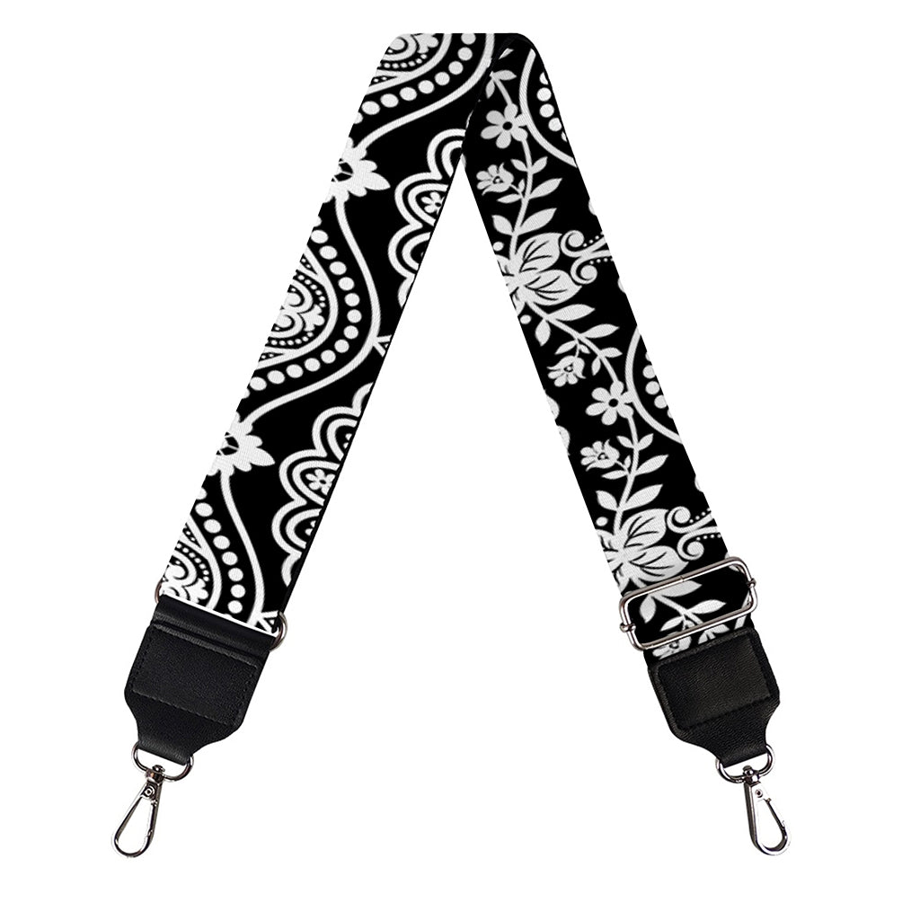 Black And White Ethnic Boho Print Bag Strap