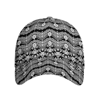 Black And White Ethnic Boho Print Baseball Cap