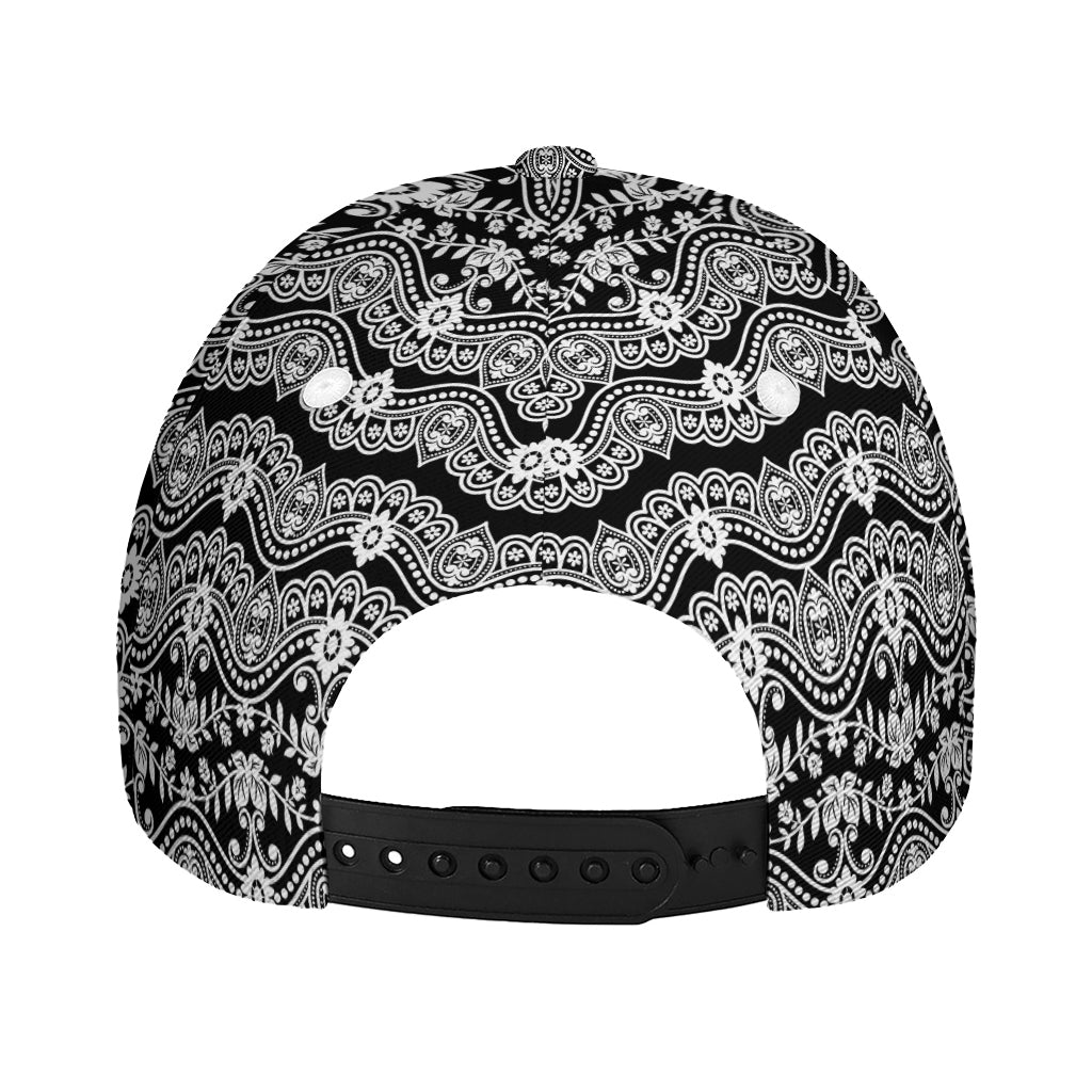 Black And White Ethnic Boho Print Baseball Cap