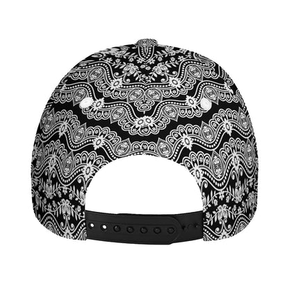 Black And White Ethnic Boho Print Baseball Cap