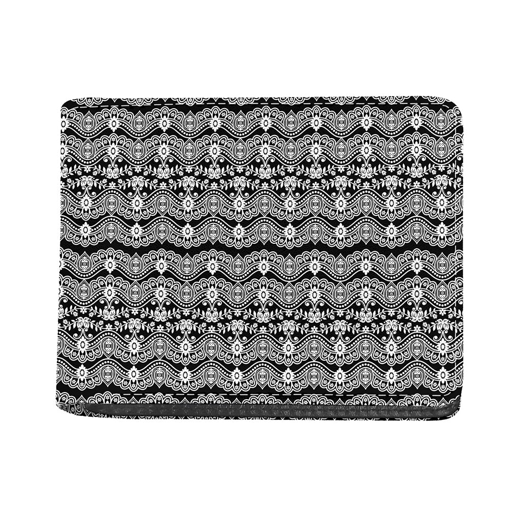 Black And White Ethnic Boho Print Bifold Wallet