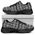 Black And White Ethnic Boho Print Black Chunky Shoes