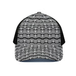 Black And White Ethnic Boho Print Black Mesh Trucker Cap