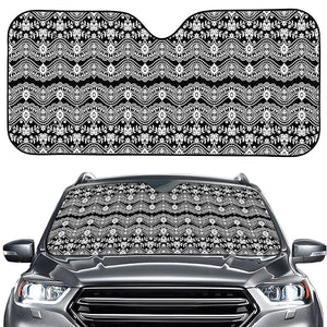 Black And White Ethnic Boho Print Car Windshield Sun Shade