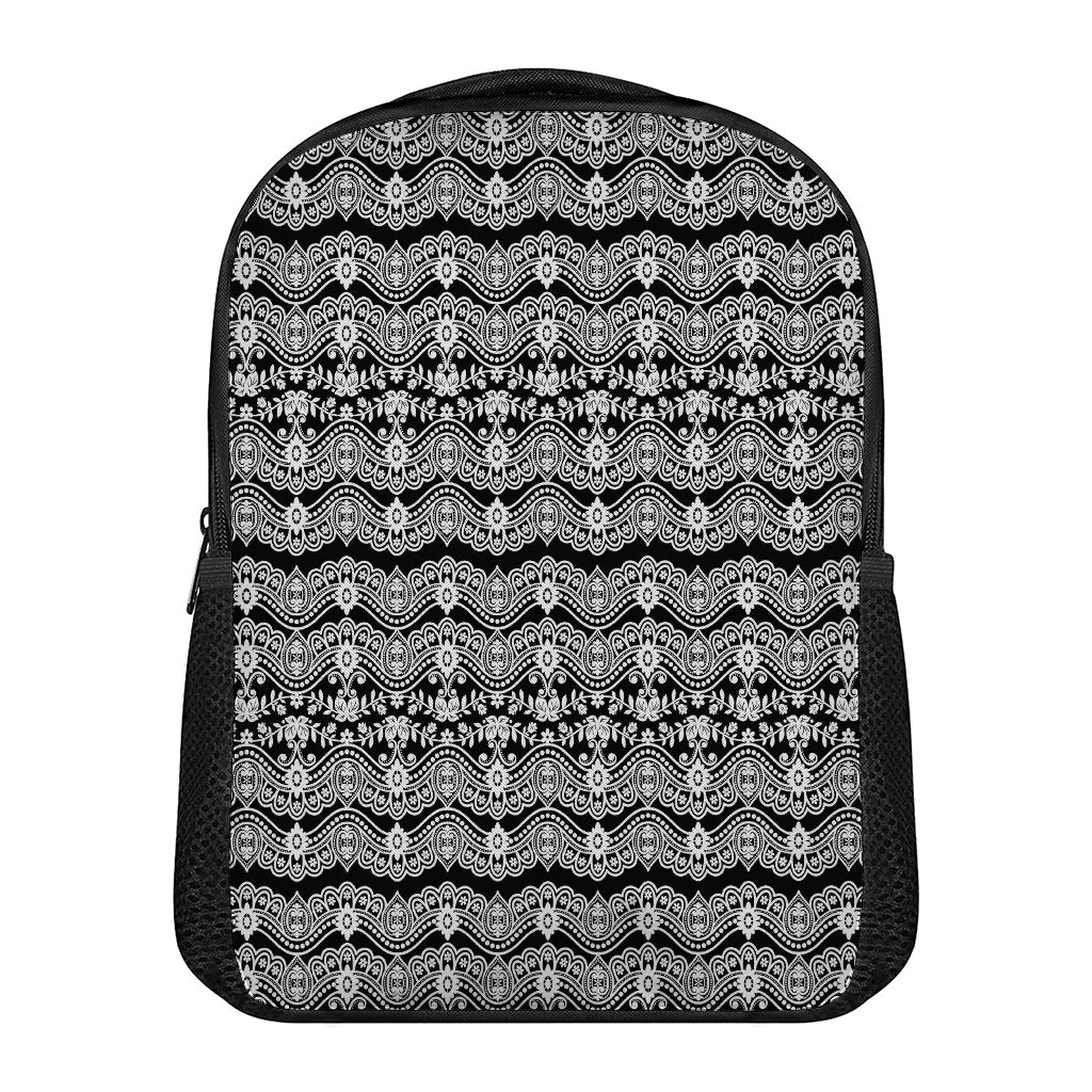 Black And White Ethnic Boho Print Casual Backpack