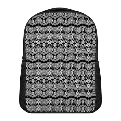 Black And White Ethnic Boho Print Casual Backpack