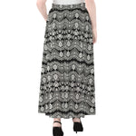 Black And White Ethnic Boho Print Chiffon Maxi Skirt