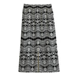 Black And White Ethnic Boho Print Cotton Front Slit Maxi Skirt