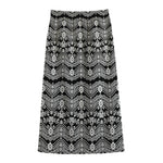 Black And White Ethnic Boho Print Cotton Front Slit Maxi Skirt