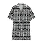 Black And White Ethnic Boho Print Cotton Hawaiian Shirt