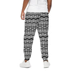 Black And White Ethnic Boho Print Cotton Pants