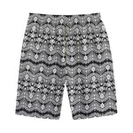Black And White Ethnic Boho Print Cotton Shorts