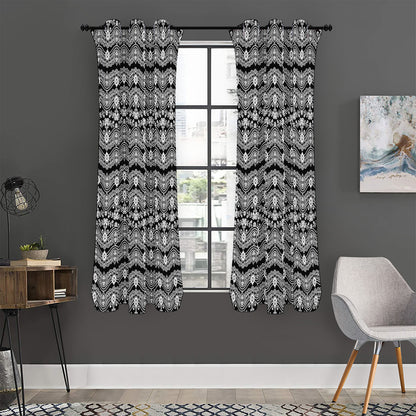 Black And White Ethnic Boho Print Curtain