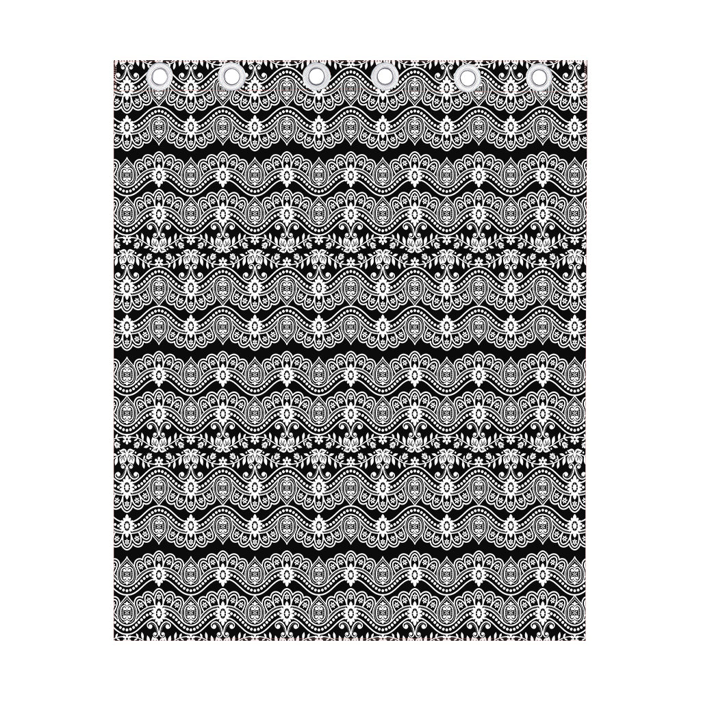 Black And White Ethnic Boho Print Curtain