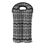 Black And White Ethnic Boho Print Double Neoprene Wine Tote