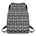 Black And White Ethnic Boho Print Drawstring Backpack