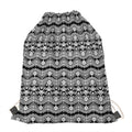 Black And White Ethnic Boho Print Drawstring Bag