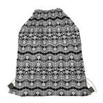 Black And White Ethnic Boho Print Drawstring Bag