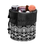 Black And White Ethnic Boho Print Drawstring Makeup Bag