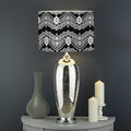 Black And White Ethnic Boho Print Drum Lamp Shade