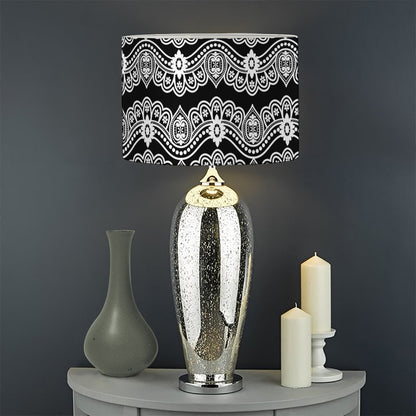 Black And White Ethnic Boho Print Drum Lamp Shade