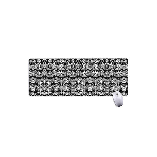 Black And White Ethnic Boho Print Extended Mouse Pad