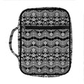 Black And White Ethnic Boho Print Front Pocket Bible Bag