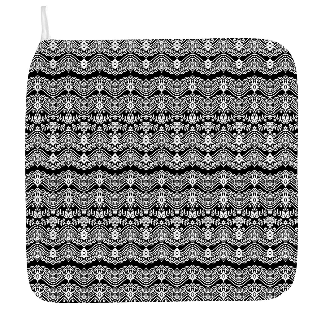 Black And White Ethnic Boho Print Hand Towel