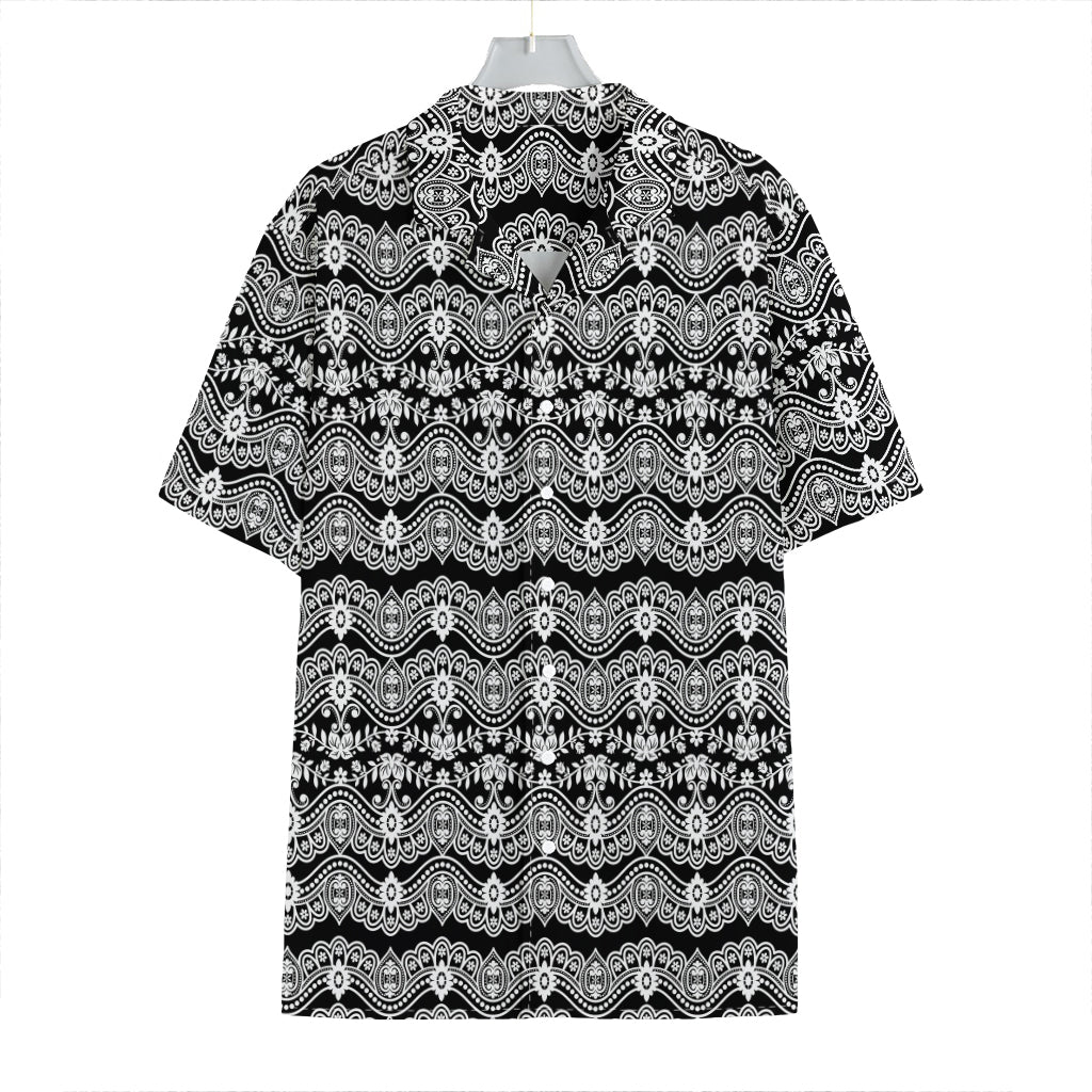 Black And White Ethnic Boho Print Hawaiian Shirt