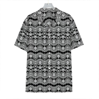 Black And White Ethnic Boho Print Hawaiian Shirt