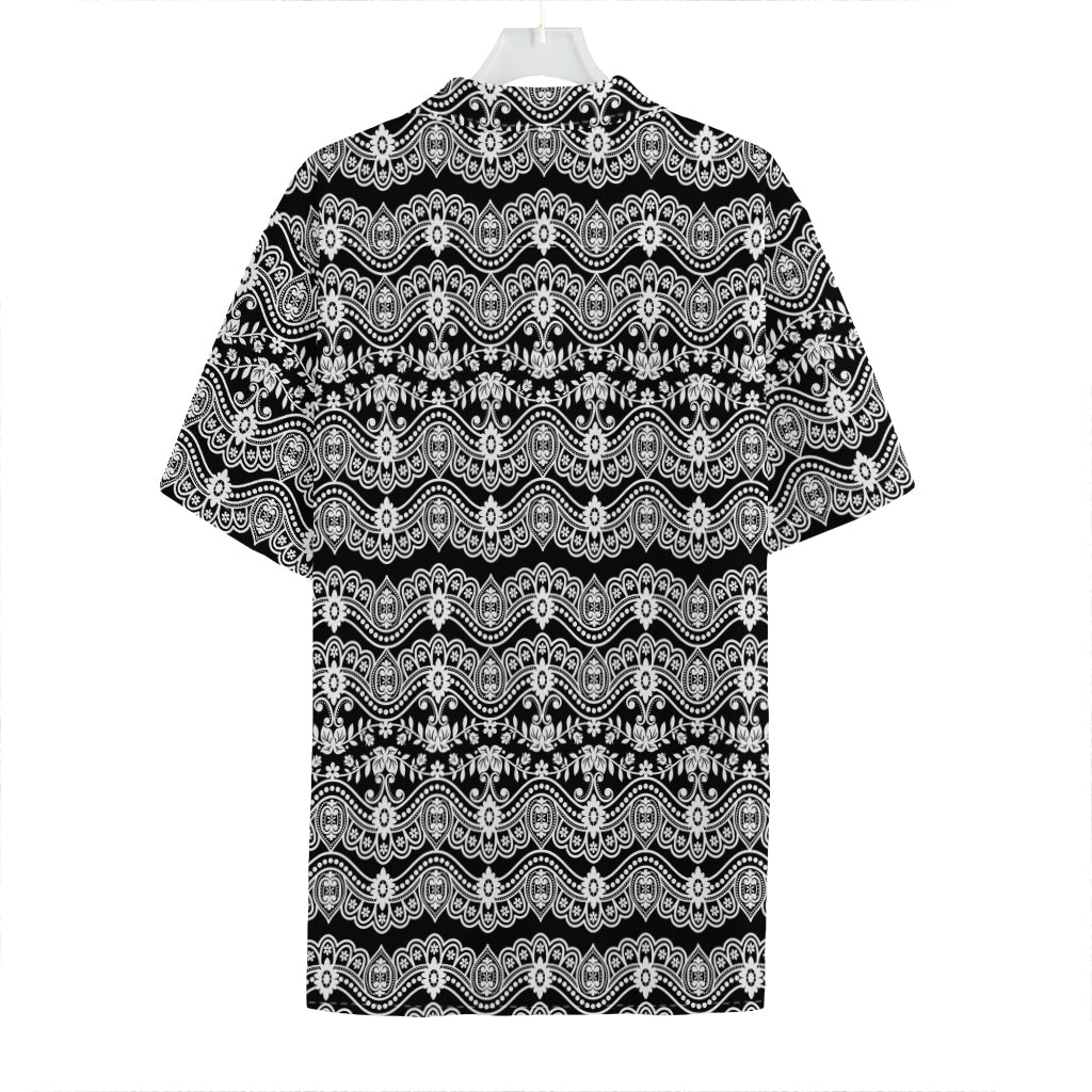 Black And White Ethnic Boho Print Hawaiian Shirt