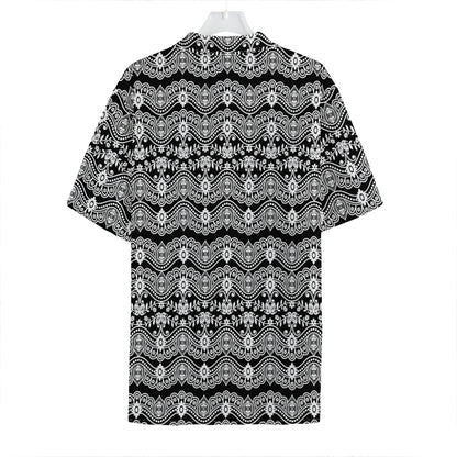 Black And White Ethnic Boho Print Hawaiian Shirt