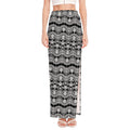 Black And White Ethnic Boho Print High Slit Maxi Skirt