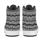 Black And White Ethnic Boho Print High Top Leather Sneakers