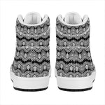 Black And White Ethnic Boho Print High Top Leather Sneakers