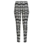 Black And White Ethnic Boho Print High-Waisted Pocket Leggings
