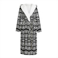 Black And White Ethnic Boho Print Hooded Bathrobe