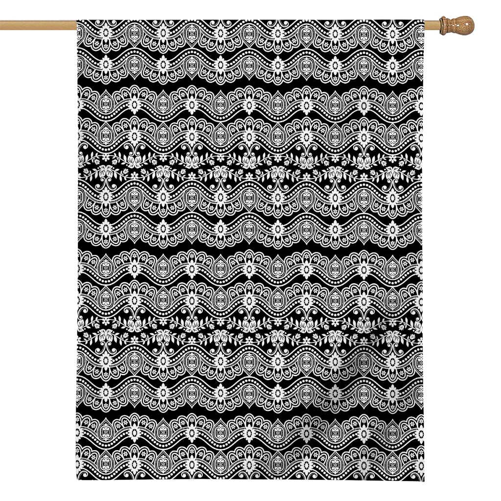 Black And White Ethnic Boho Print House Flag