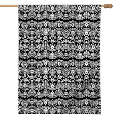 Black And White Ethnic Boho Print House Flag