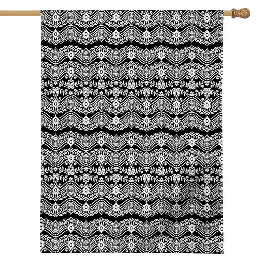 Black And White Ethnic Boho Print House Flag