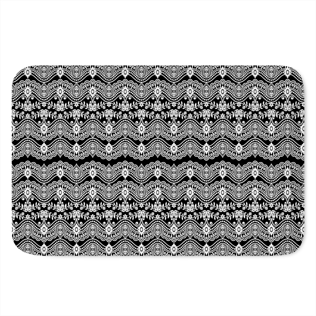 Black And White Ethnic Boho Print Indoor Door Mat