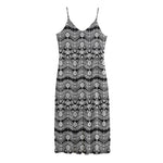 Black And White Ethnic Boho Print Jersey Midi Cami Dress