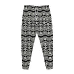 Black And White Ethnic Boho Print Jogger Pants