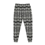 Black And White Ethnic Boho Print Jogger Pants