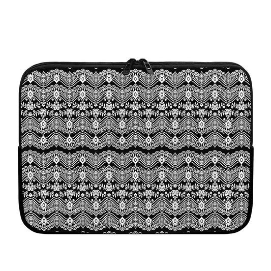 Black And White Ethnic Boho Print Laptop Sleeve